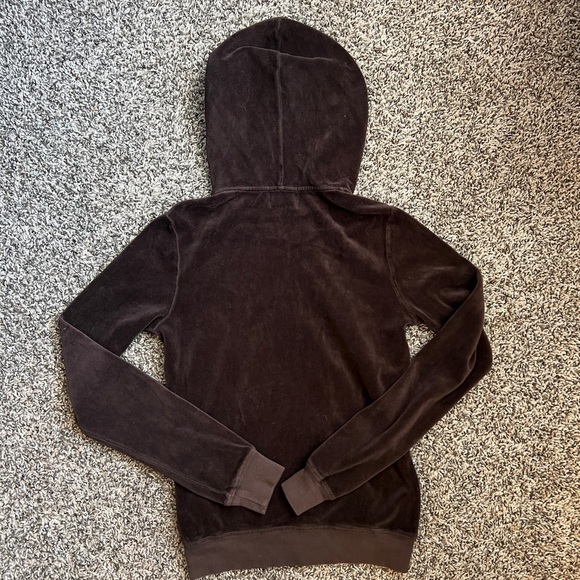 Y2K Juicy Couture Velour Zip Up Hoodie Small Brown - Picture 2 of 4